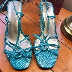Ann Taylor LOFT Strappy Blue Kitten Heels
